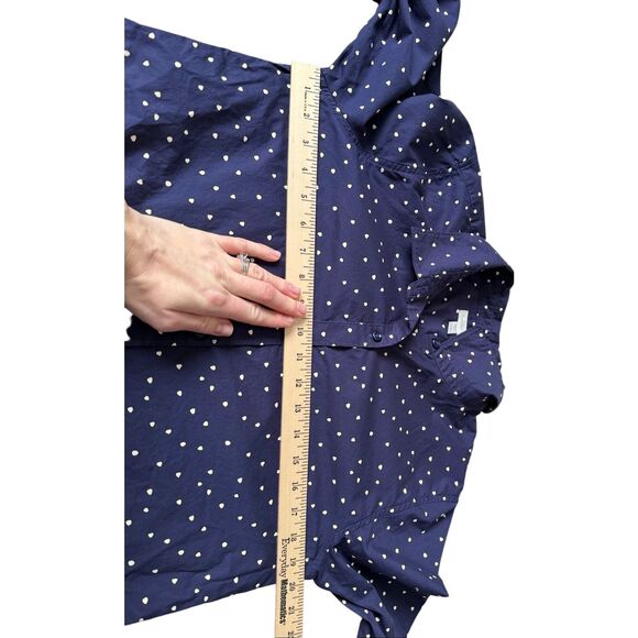 Garnet Hill Button Down Shirt Polka Dot Blue Preppy Career size 8 - Picture 7 of 11